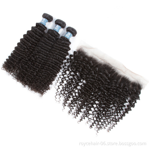 Best selling Online Order Malaysian Kinky Curly Hair Bundle Deals With Frontal